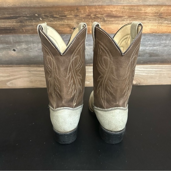 Bronco Youth Beige & Brown Western Boots 6D Festival Cowboy Rodeo Country Music - Picture 2 of 9